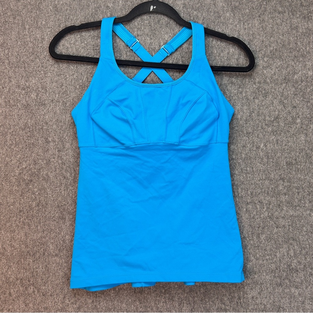PrAna Tankini Willa Top Womens Small Electro Blue Racerback Built In Bra Support - Picture 1 of 14